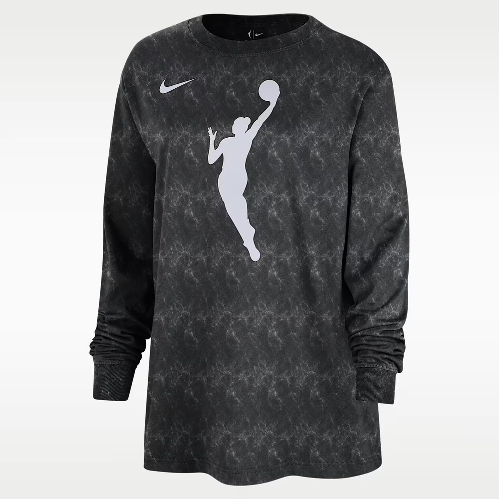 WNBA Nike Basketball Long Sleeve Graphic Tee Black Acid Wash Loose Fit Small